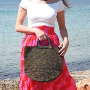 Handcrafted Raffia Tote Bag with Natural Horn Handles – Made in Madagascar