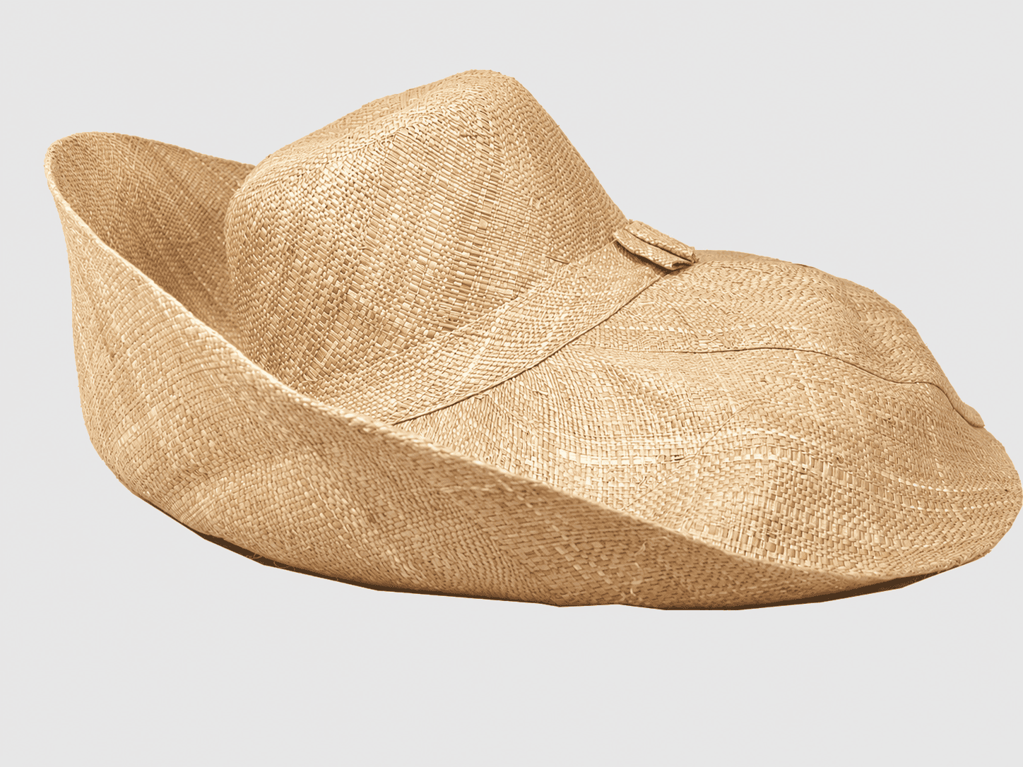 Dark beige raffia capeline hat with a 16 cm brim — RA209A