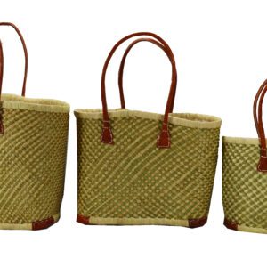 Rariboka Beach Bags with Leather Handles – Set of 3