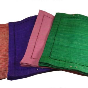 Woven Raffia Table Mats — Set of 6