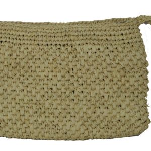 Crochet Raffia Cosmetic Pouch with Wrist Handle