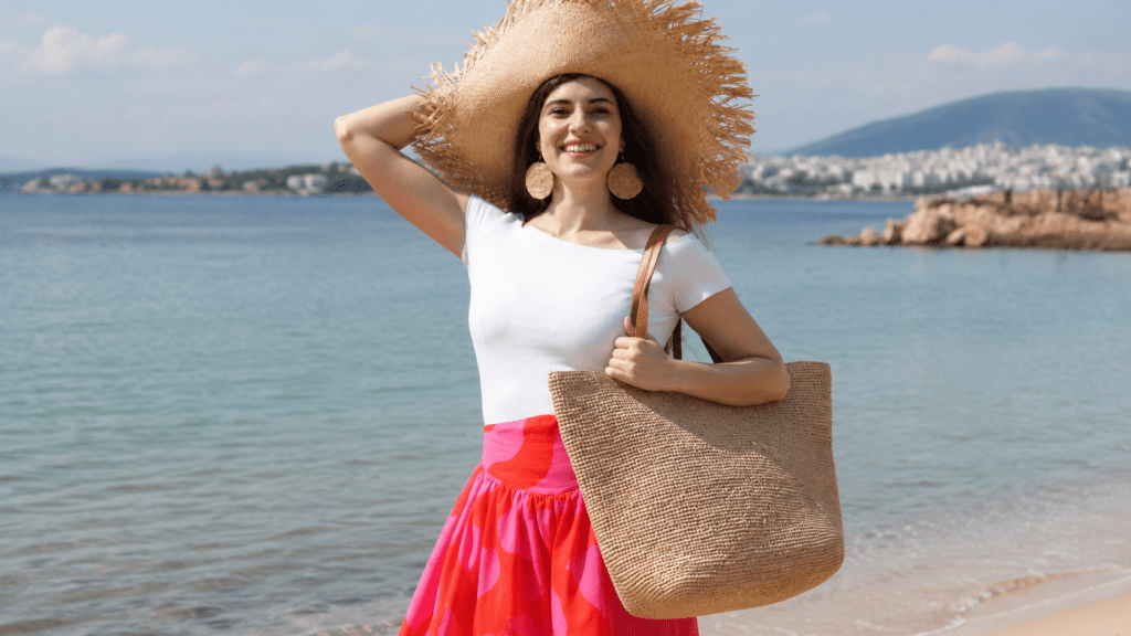 Raffia hat and bag