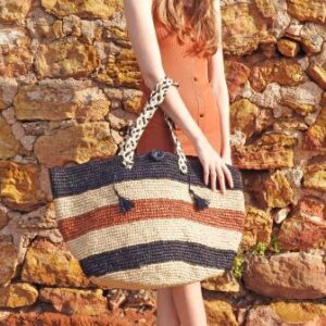 Τσάντα πλεκτή Φυσικών Ινών Raffia
