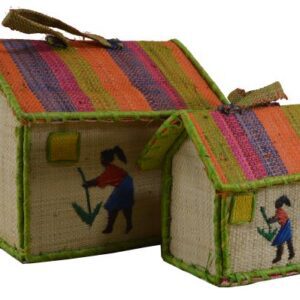 2 Σετ Χειροποίητο Σπιτάκια από Raffia