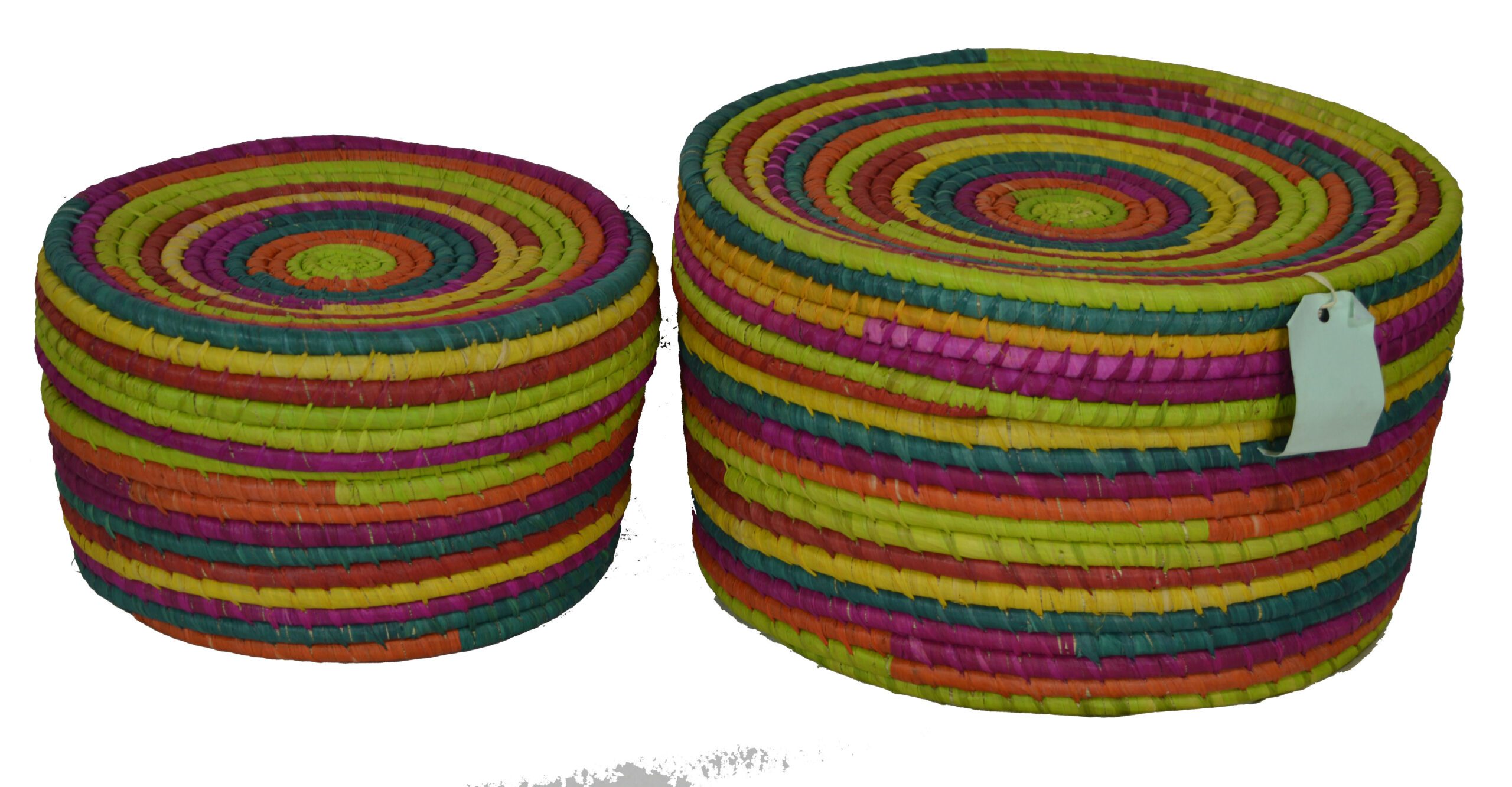 Natural Raffia Round Storage Baskets – Beige (Set of 2) - Image 2
